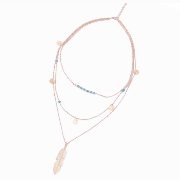 🌻ONE LEFT! Layer Gold Feather Necklace - Picture 4 of 4